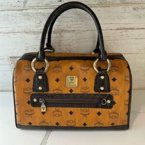 Authentic MCM Cognac Boston Style Bag
